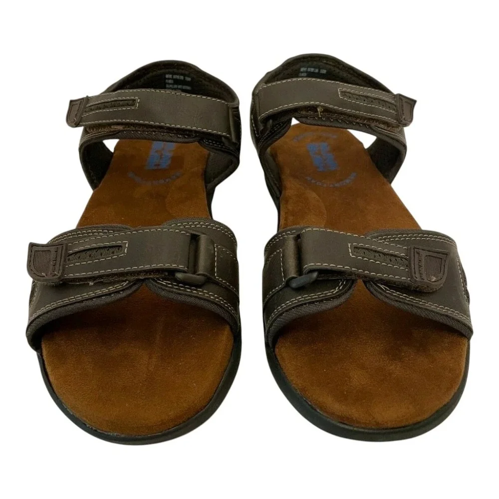 Nunn Bush Men's Rio Grande Two Strap Memory Foam Comfort Sandal Size 10W Brown
